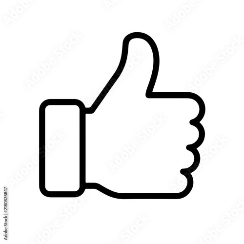 Thumbs up like outline vector icon for approval and success