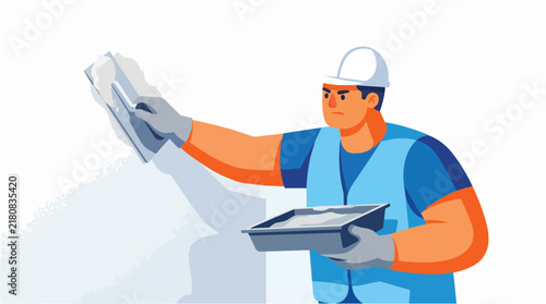 Construction Worker Using Power Tool and Tablet