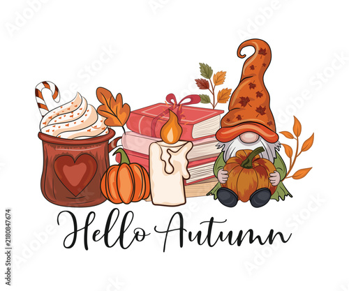 Cozy Fall Vibes Autumn Illustration for T-Shirt
