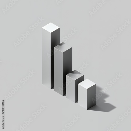 Bar graph with descending bars in soft light