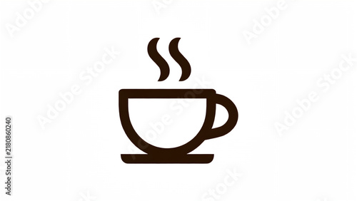 Simple flat vector icon of a steaming cup of coffee or tea.