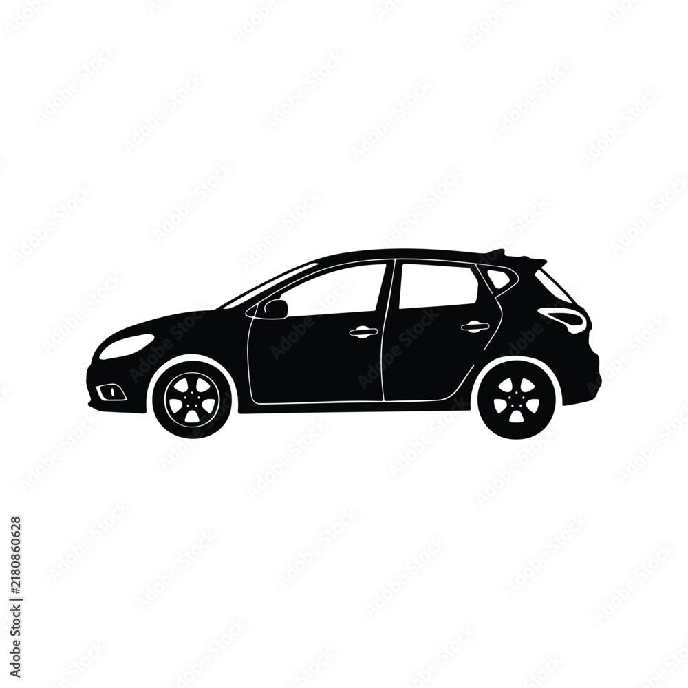 Fototapeta premium Hatchback car silhouette icon vector flat design.