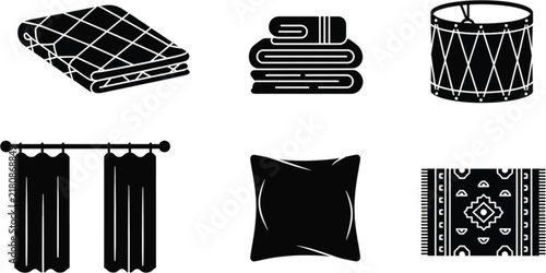 Collection of modern lighting fixtures black silhouette isolated on white background silhouette
