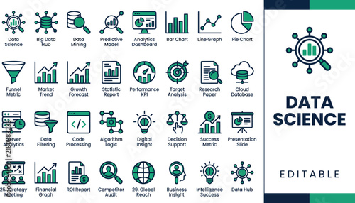 Data science icon set design 202608131419 vector illustration icon