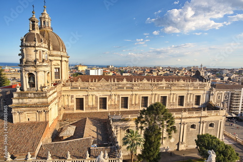 Panoramic Rooftop View of a Historic Church in Catania