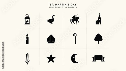 Принти на полотні Black and white icon bundle featuring traditional symbols for a cultural celebra