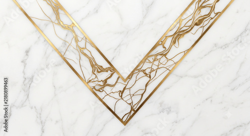 Soft White Marble Background with Elegant Gold V Shape Geometric Accent Luxury Minimal Wallpaper