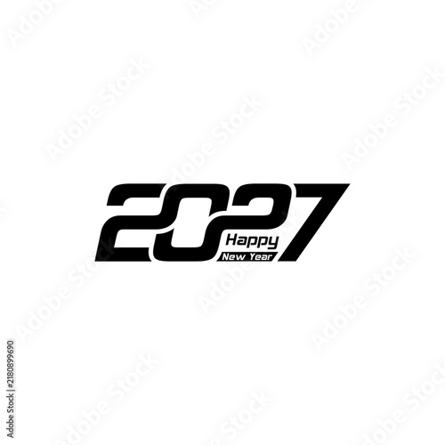 Stylish 2027 Happy New Year Badge with Bold Festive Lettering