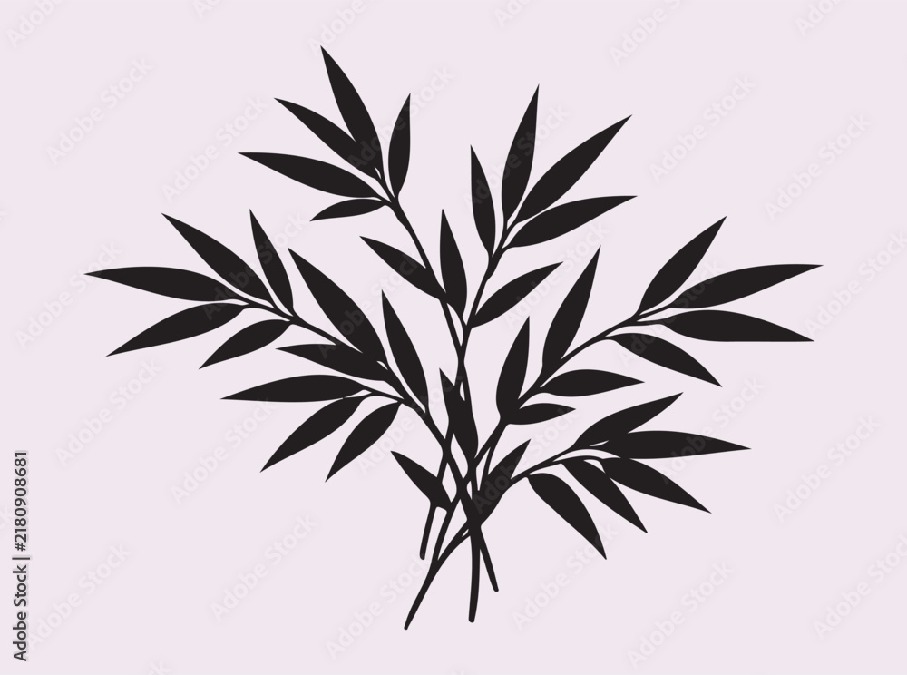 Fototapeta premium Bamboo branch silhouette for oriental and minimalist designs.