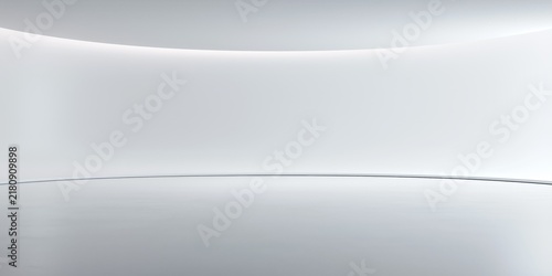 Empty soft white seamless studio cyclorama background, clean blank infinity photography backdrop.	
