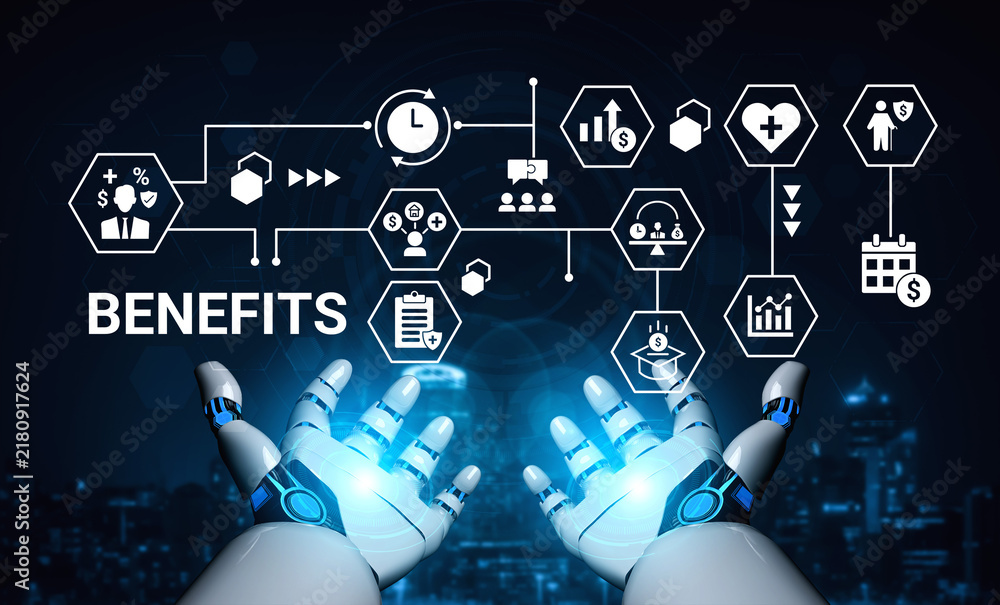 Obraz premium Artificial intelligence enhances employee benefit program and human resource management for better satisfaction Parse