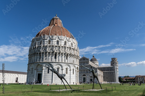 Canvastavla Pisa Baptistery Cathedral Tower Italy Travel Tourism Landmark Tuscany Monument