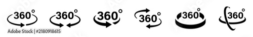 360 degree rotation symbols, Arrow icon set for circular turning and spinning.