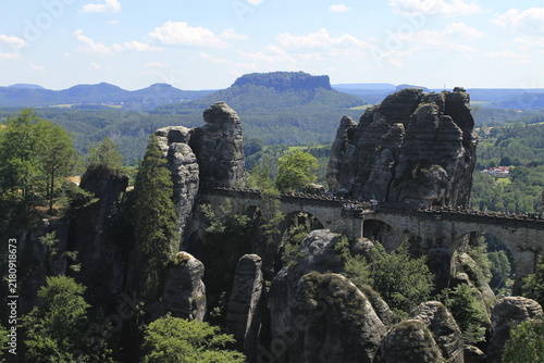 Fotografía Bastei Bridge among sandstone rock formations in Saxon Switzerland Germany