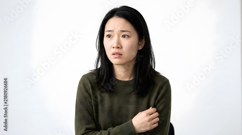 Young Asian Woman Looking Worried and Concerned.