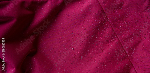 Quadro su tela Waterproof fabric texture with rain drops closeup