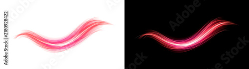 Glowing red motion light trail isolated on transparent background png overlay