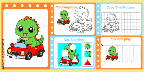 worksheets pack for kids a cute iguana vector.