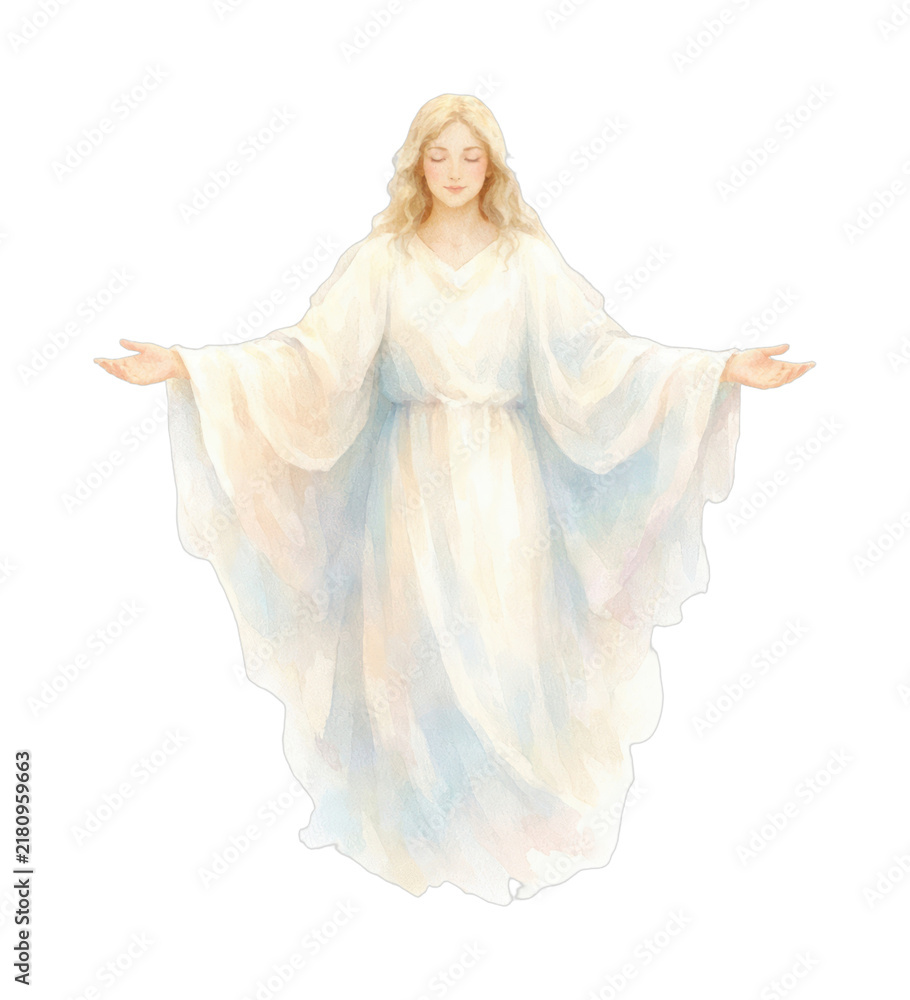 Fototapeta premium PNG Ethereal angelic figure in white