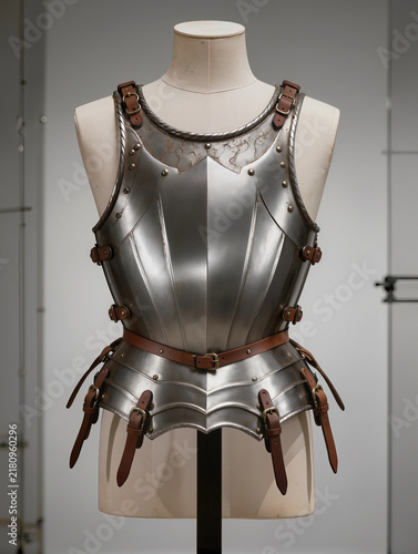 Tailor Mannequin Wearing Polished Steel Body Armor