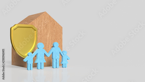 Happy Family Home Insurance Protection Concept 3d render.