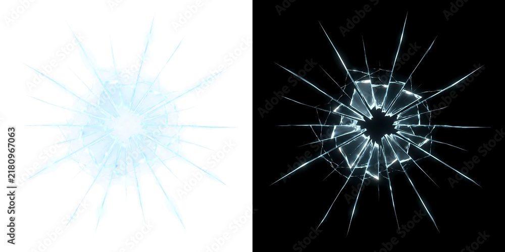 Fototapeta premium Shattered Glass Fracture Overlay on Black Background