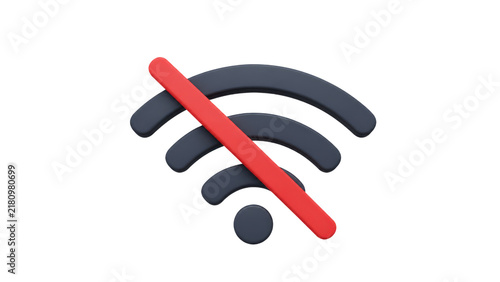 No Wifi Connection 3D Icon with Red Strike