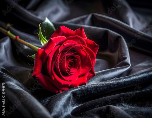 Fototapeta red rose on black background