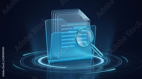 Digital Document Search With Folder Magnifying Glass and Data Retrieval Technology