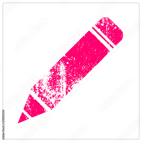Obraz na plátne Distressed pencil silhouette, also called a scribbler or lead stick, rendered as a pink grunge stamp