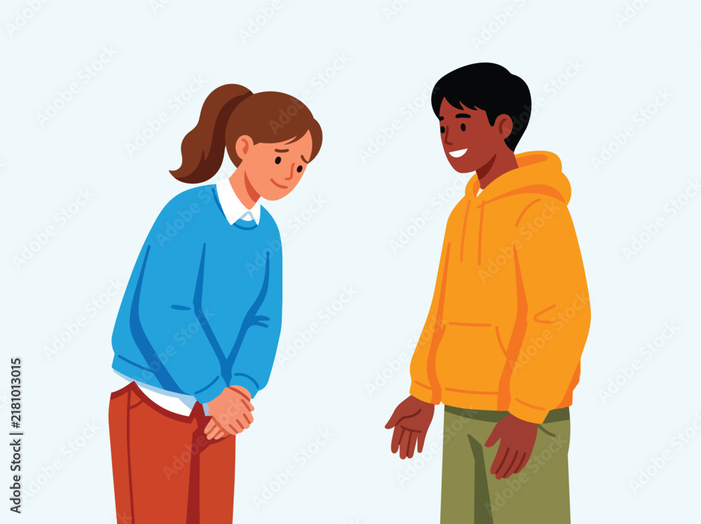 Obraz premium Two people having a friendly conversation outdoors