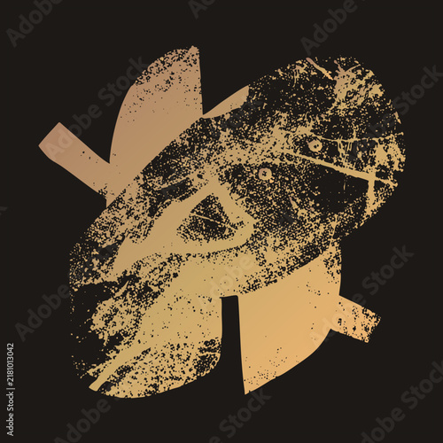Foto Distressed oinker nose in rough stencil texture, this hog nostril snout vector uses speckled spray paint grain, delivering gritty streetwear attitude with organic eroded edges
