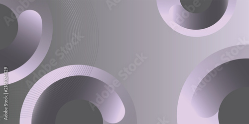 Abstract silver gray geometric background with overlapping white fluid circles, curved shapes, and subtle thin line patterns. Modern corporate technology vector backdrop.