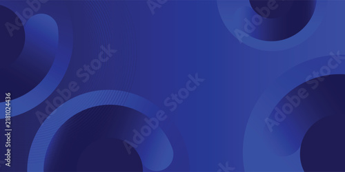 Abstract dark blue geometric background with overlapping fluid circles, curved shapes, and subtle thin line patterns. Modern corporate technology vector backdrop.
