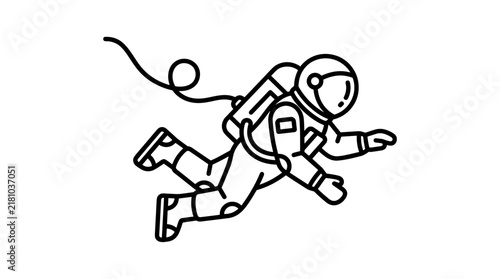 Plakat Astronaut floating in outer space with tether.