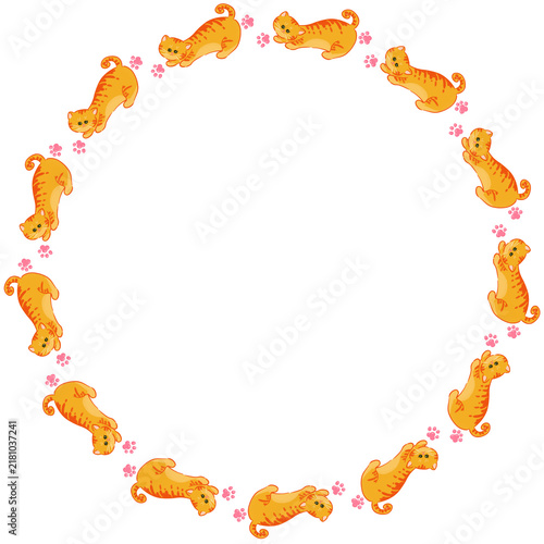 Cute ginger cat wreath