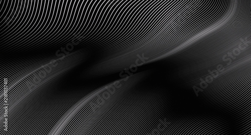 Foto Abstract Black and White Wavy Line Pattern, Monochromatic Topographic Contour Te