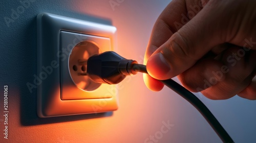 Close-Up of a Hand Inserting an Electrical Power Plug into an Outlet for a Smooth Connection
