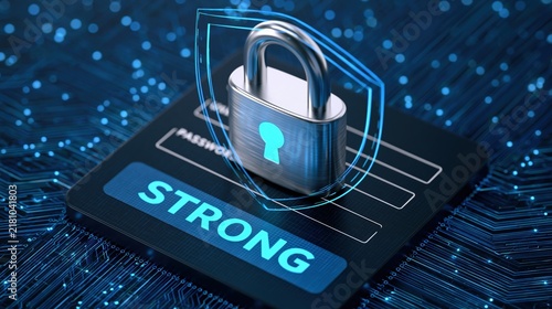 Security and password protection with digital padlock icon for data cybersecurity