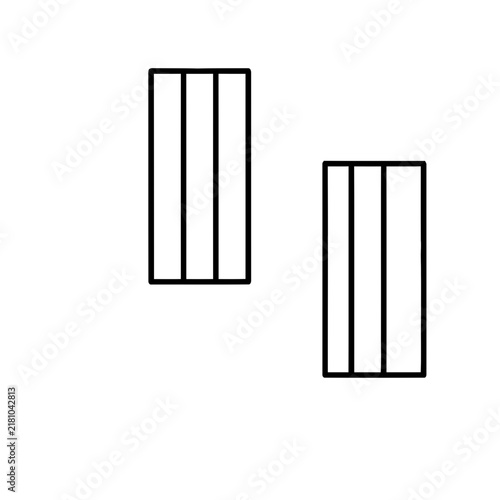 Two rectangles with three vertical lines each