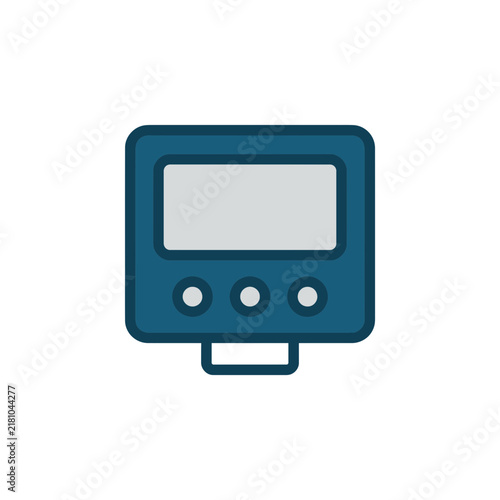 Modern Flat Vector Icon of Digital Control Panel Monitor with Screen