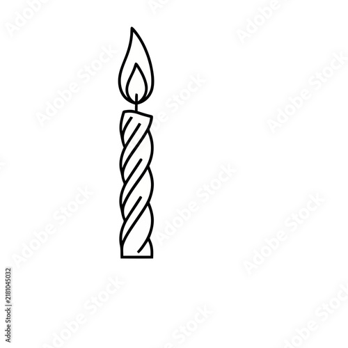 Twisted candle with flame
