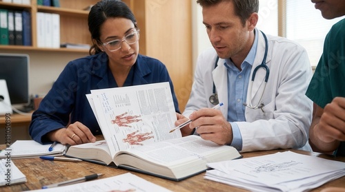Medical Professionals Studying Anatomy Together In A Focused Educational Session