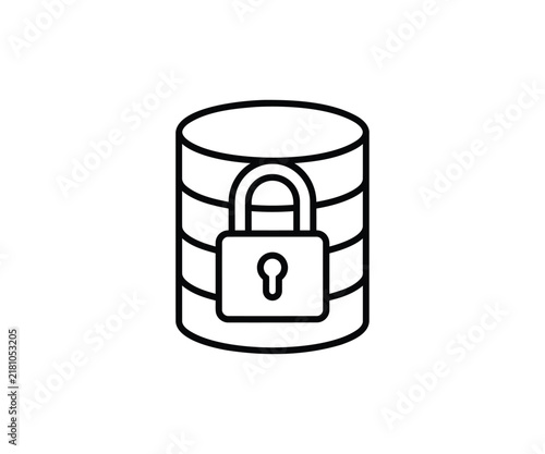 Encrypted database lock vector icon for secure data storage