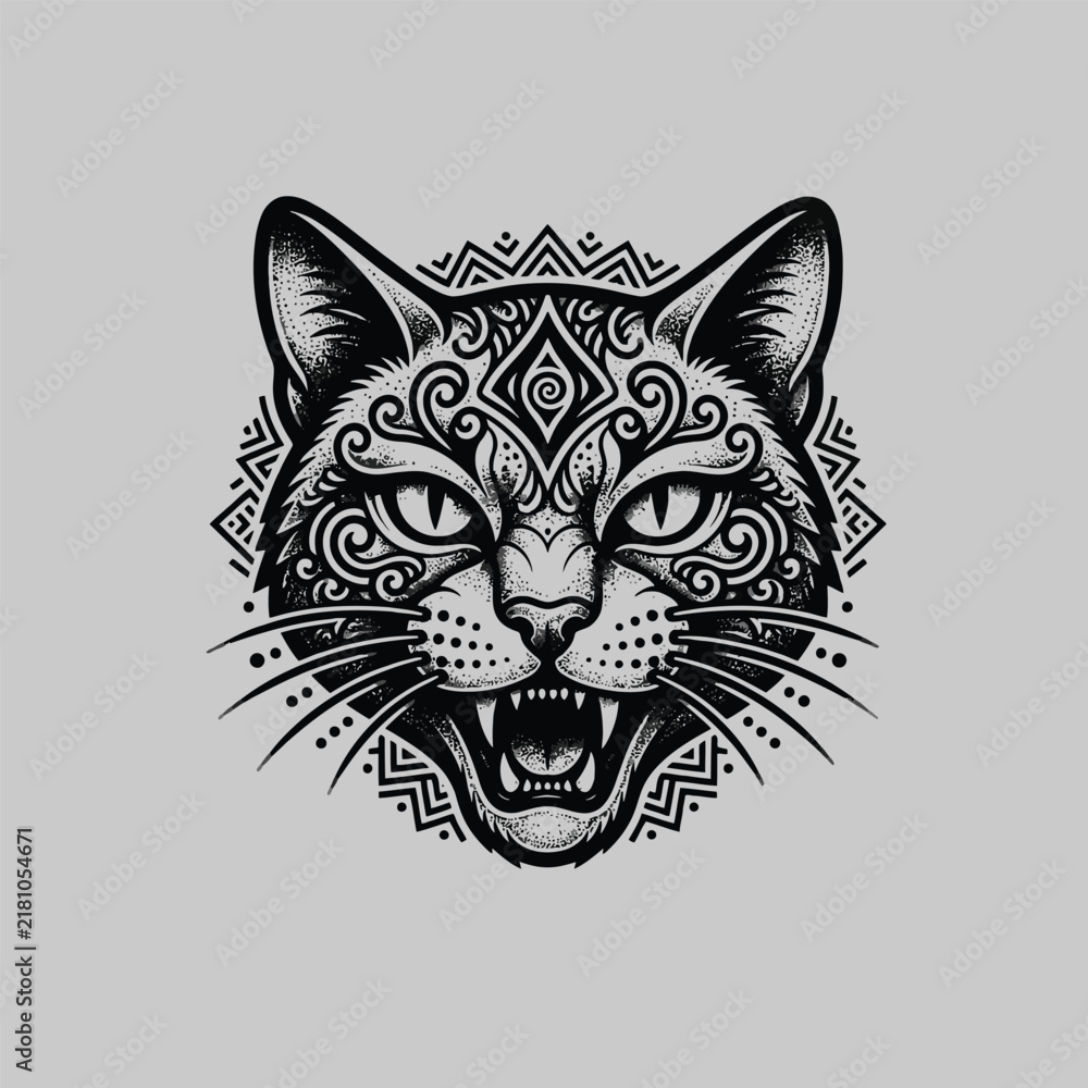 Obraz premium ornate-cat-head-mandala