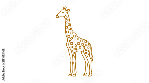 Canvas Print Isolated Giraffe Outline with Geometric Pattern