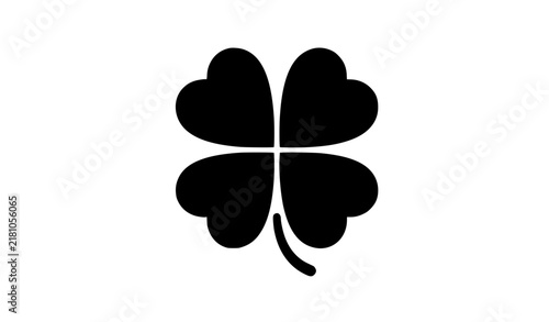 Obraz na płótnie Simple black silhouette of a four leaf clover on a plain white background