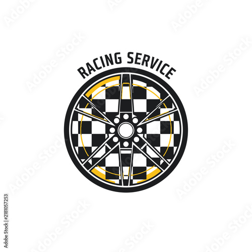 Racing Service Car Wheel Logo Design Element