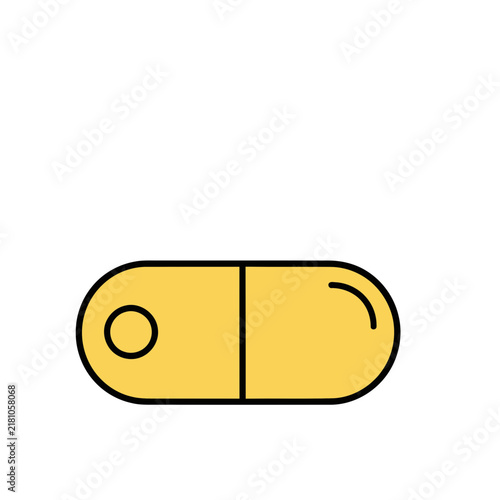 Yellow capsule with circle icon