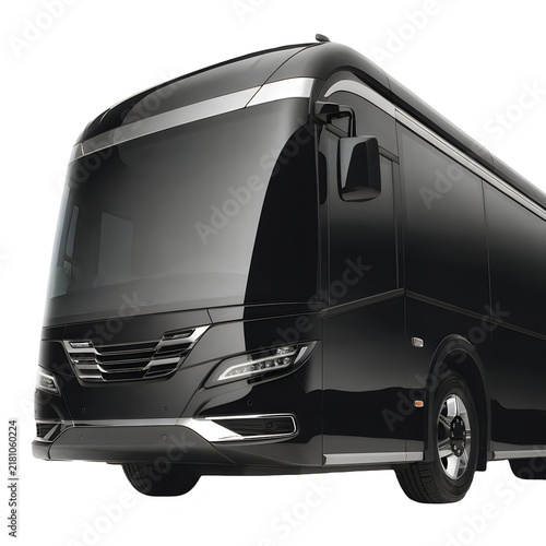 Luxury black passenger bus a as cut out PNG